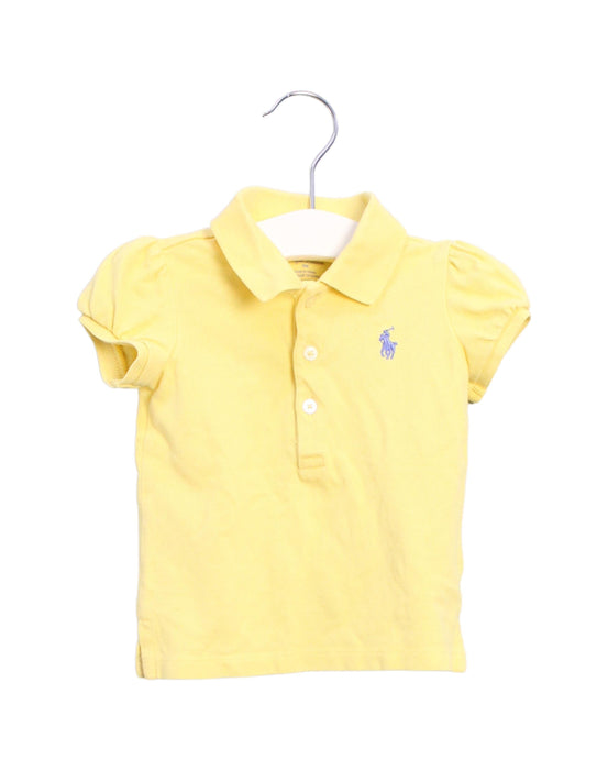 A Yellow Short Sleeve Polos from Ralph Lauren in size 6-12M for girl. (Front View)