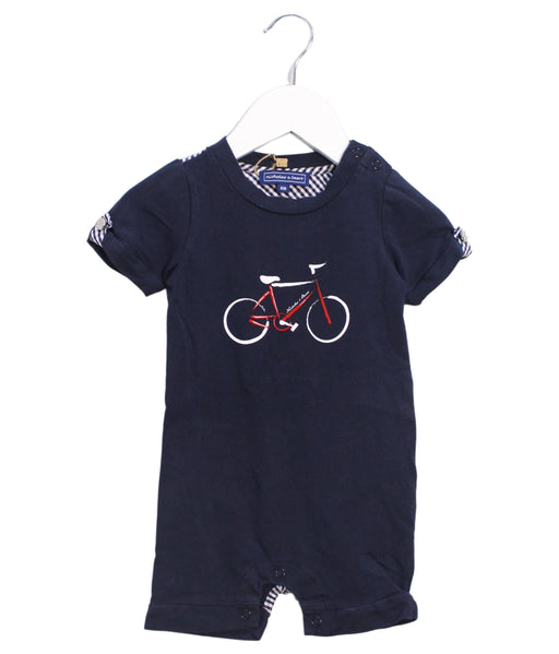 A Navy Short Sleeve Rompers from Nicholas & Bears in size 3-6M for girl. (Front View)