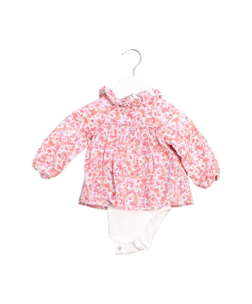 A Pink Long Sleeve Bodysuits from Jacadi in size 3-6M for girl. (Front View)