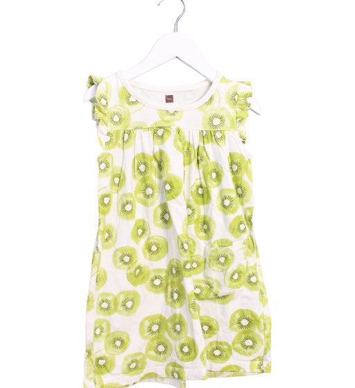 A White Sleeveless Dresses from Tea in size 4T for girl. (Front View)