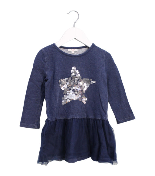 A Navy Long Sleeve Dresses from Seed in size 12-18M for girl. (Front View)