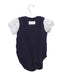 A Navy Short Sleeve Bodysuits from and the little dog laughed in size 6-12M for girl. (Back View)