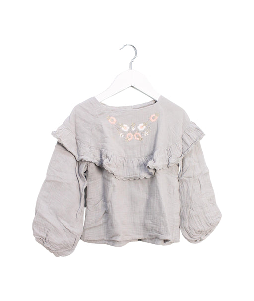 A Grey Long Sleeve Tops from Louise Misha in size 4T for girl. (Front View)