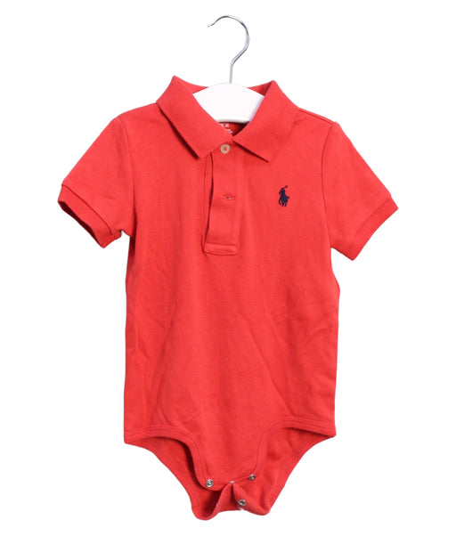 A Red Short Sleeve Bodysuits from Ralph Lauren in size 12-18M for boy. (Front View)