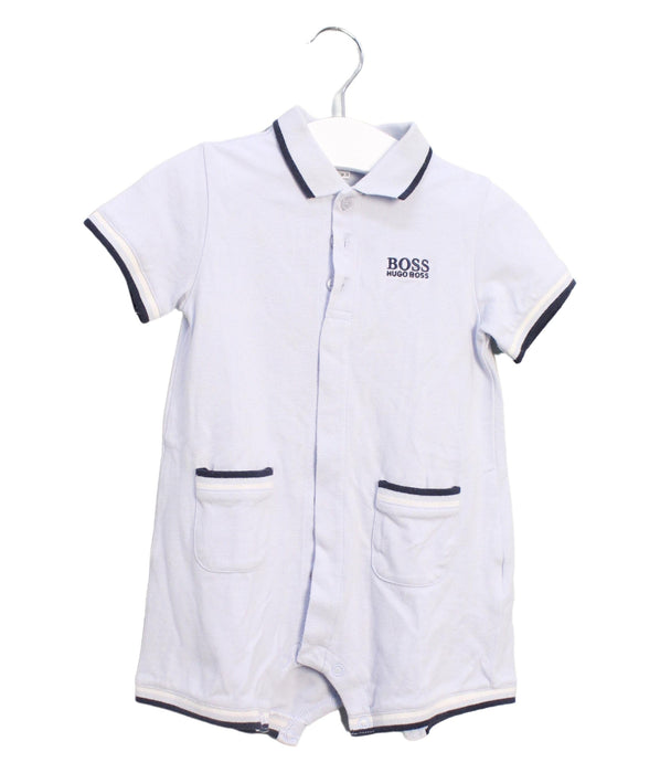 A Blue Short Sleeve Rompers from Boss in size 6-12M for boy. (Front View)