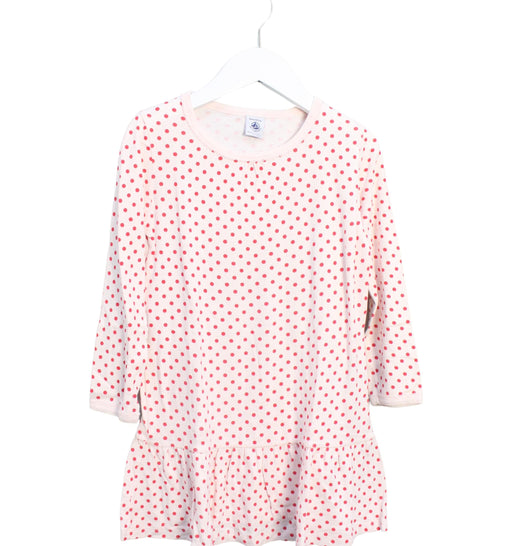 A Pink Long Sleeve Dresses from Petit Bateau in size 5T for girl. (Front View)