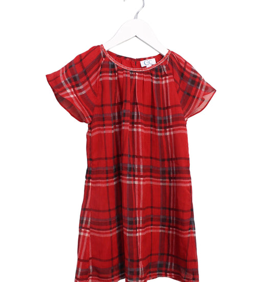 A Red Short Sleeve Dresses from CdeC in size 6T for girl. (Front View)