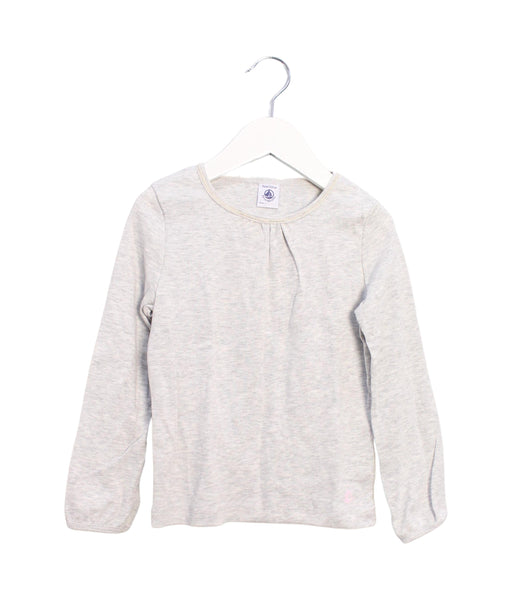 A Grey Long Sleeve Tops from Petit Bateau in size 5T for girl. (Front View)
