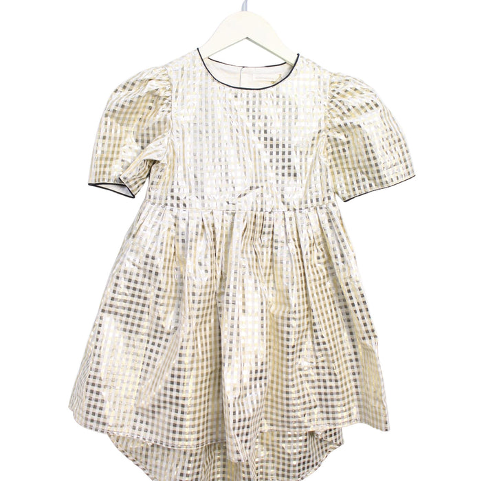 A Gold Short Sleeve Dresses from Benebene in size 6T for girl. (Front View)