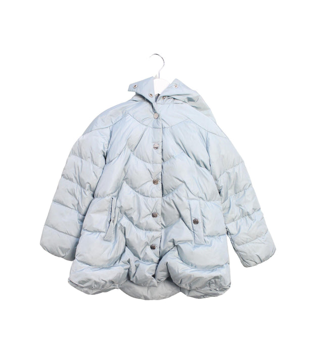 A Blue Puffer/Quilted Jackets from Jacadi in size 5T for girl. (Front View)