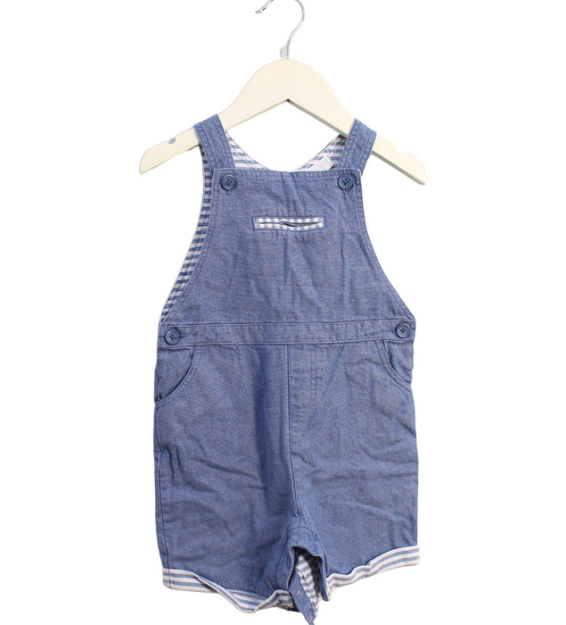 A Blue Overall Shorts from The Little White Company in size 12-18M for boy. (Front View)