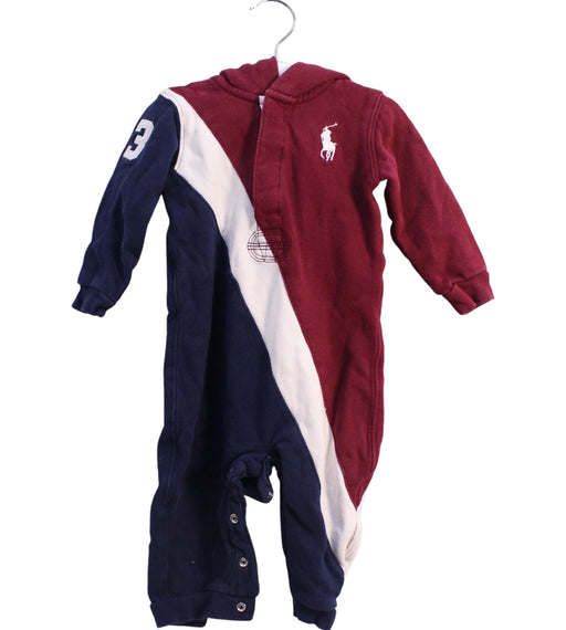 A Burgundy Long Sleeve Jumpsuits from Ralph Lauren in size 6-12M for boy. (Front View)