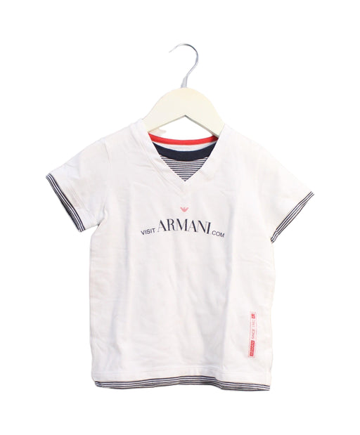 A White Short Sleeve T Shirts from Armani in size 4T for boy. (Front View)