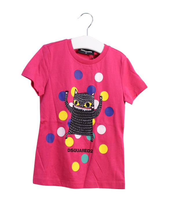 A Pink Short Sleeve T Shirts from DSquared2 in size 6T for girl. (Front View)