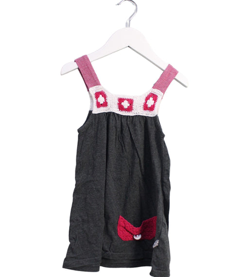A Grey Sleeveless Dresses from and the little dog laughed in size 2T for girl. (Front View)
