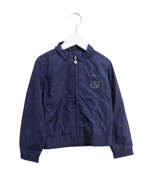 A Navy Lightweight Jackets from Calvin Klein in size 6T for girl. (Front View)
