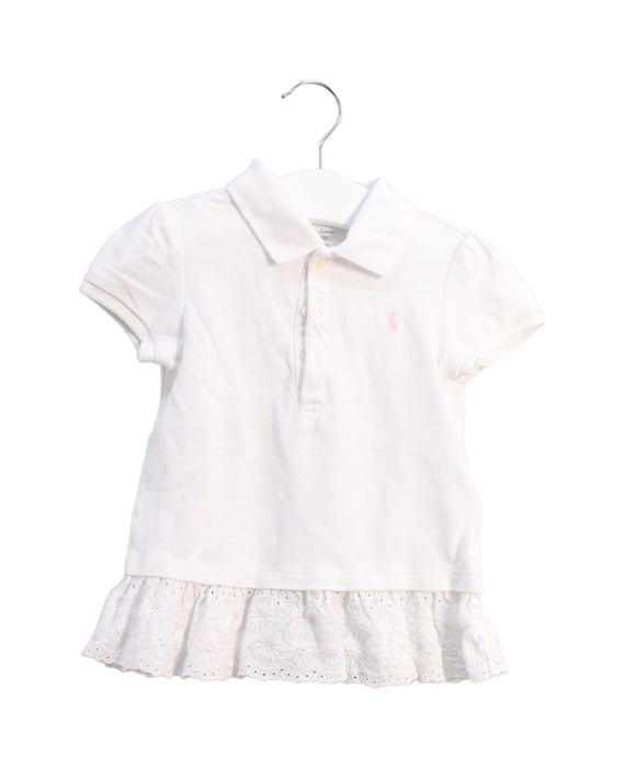 A White Short Sleeve Polos from Ralph Lauren in size 18-24M for girl. (Front View)