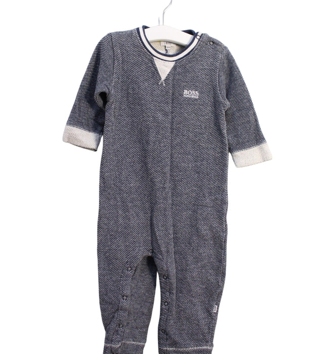 A Grey Long Sleeve Jumpsuits from Boss in size 6-12M for boy. (Front View)