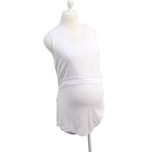 A White Sleeveless Tops from Seraphine in size L for maternity. (Front View)