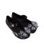 A Black Flats from Mini Melissa in size 6T for girl. (Front View)