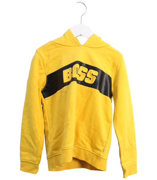 A Yellow Hooded Sweatshirts from Boss in size 8Y for boy. (Front View)