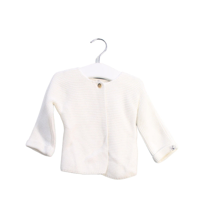 A White Cardigans from Petit Bateau in size 6-12M for girl. (Front View)