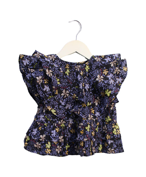 A Navy Short Sleeve Tops from Velveteen in size 4T for girl. (Front View)