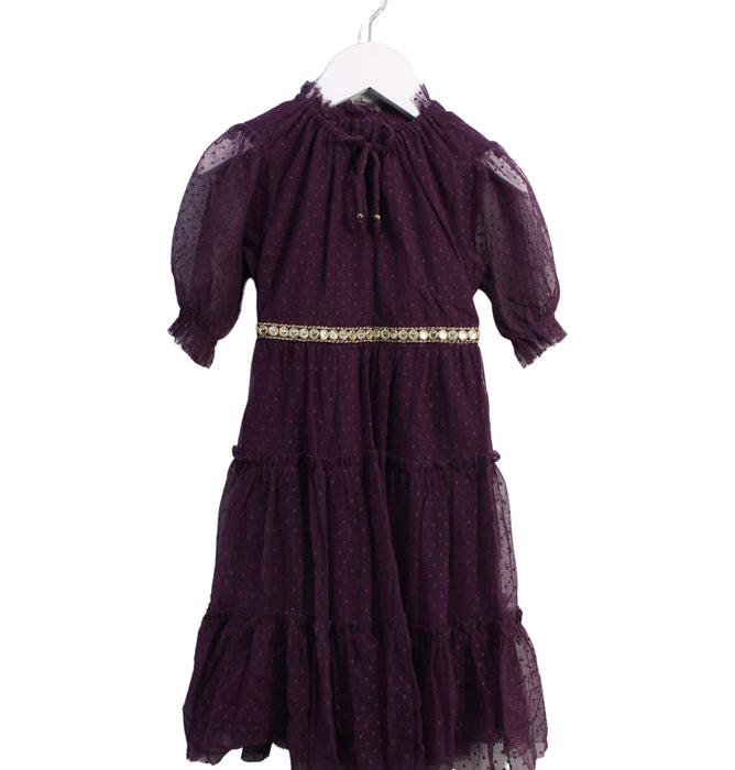 A Purple Short Sleeve Dresses from Velveteen in size 3T for girl. (Front View)
