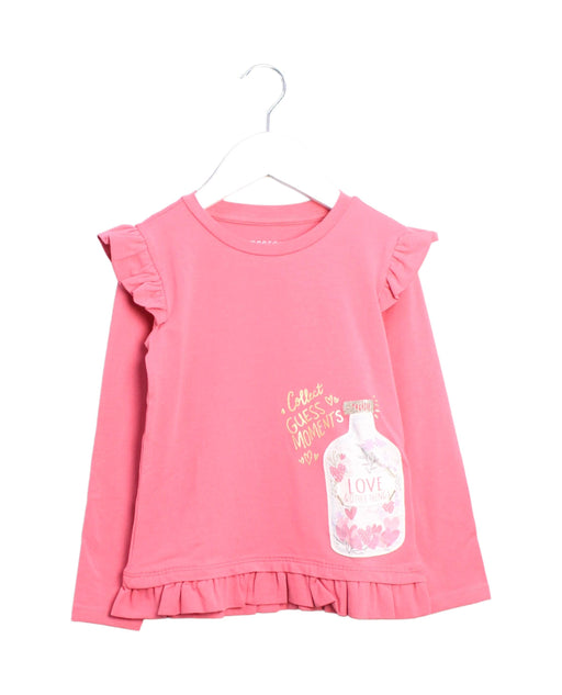 A Pink Long Sleeve Tops from Guess in size 4T for girl. (Front View)
