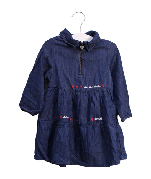 A Navy Long Sleeve Dresses from IKKS in size 12-18M for girl. (Front View)
