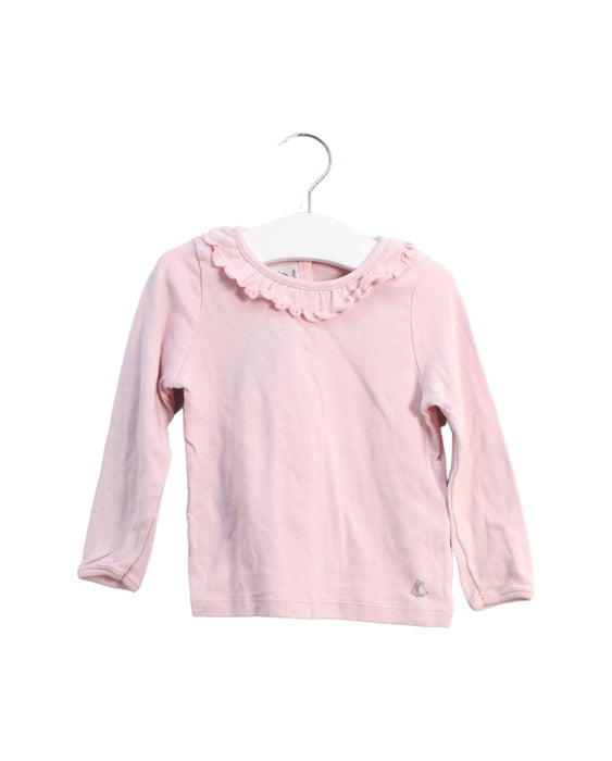 A Pink Long Sleeve Tops from Petit Bateau in size 12-18M for girl. (Front View)