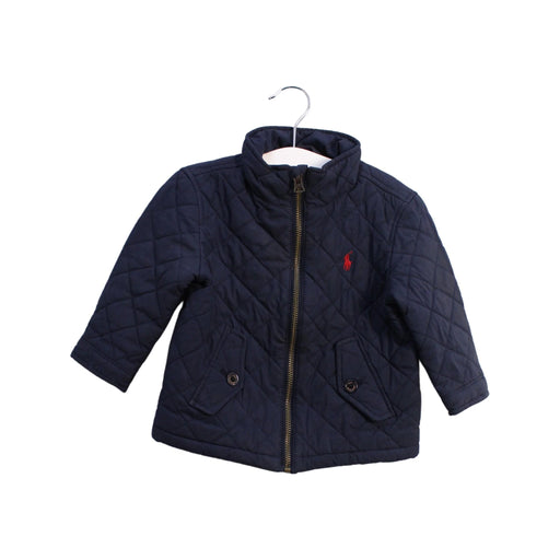 A Navy Puffer/Quilted Jackets from Ralph Lauren in size 12-18M for girl. (Front View)