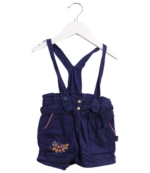 A Navy Overall Shorts from Sergent Major in size 12-18M for girl. (Front View)