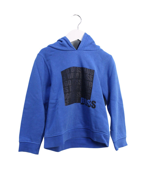 A Blue Hooded Sweatshirts from Boss in size 5T for boy. (Front View)