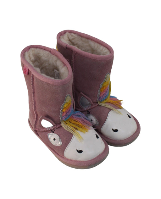 A Pink Winter Boots from EMU Australia in size 4T for girl. (Front View)