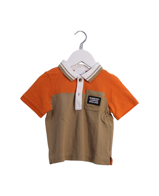 A Brown Short Sleeve Polos from Burberry in size 2T for boy. (Front View)