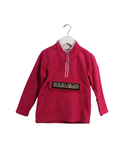 A Pink Zippered Sweatshirts from Napapijri in size 4T for girl. (Front View)