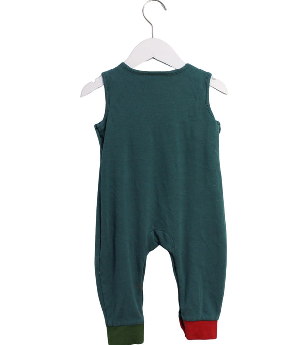 A Green Sleeveless Jumpsuits from Little Green Radicals in size 12-18M for girl. (Back View)