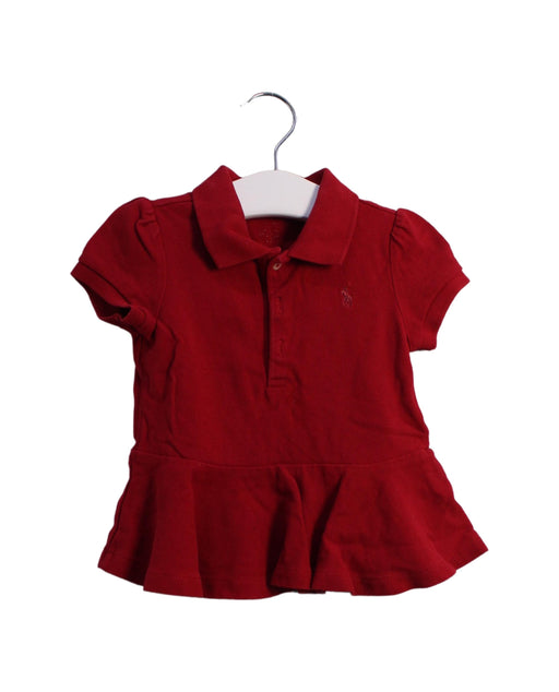 A Red Short Sleeve Polos from Ralph Lauren in size 6-12M for girl. (Front View)