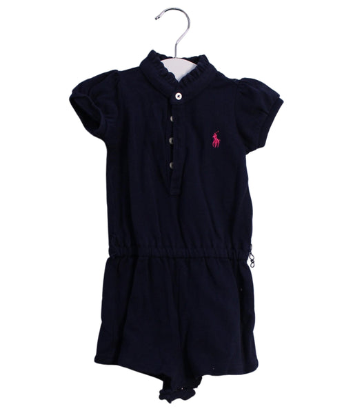 A Navy Short Sleeve Rompers from Ralph Lauren in size 3-6M for girl. (Front View)