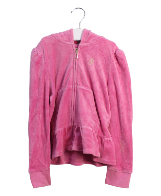 A Pink Zippered Sweatshirts from Juicy Couture in size 4T for girl. (Front View)