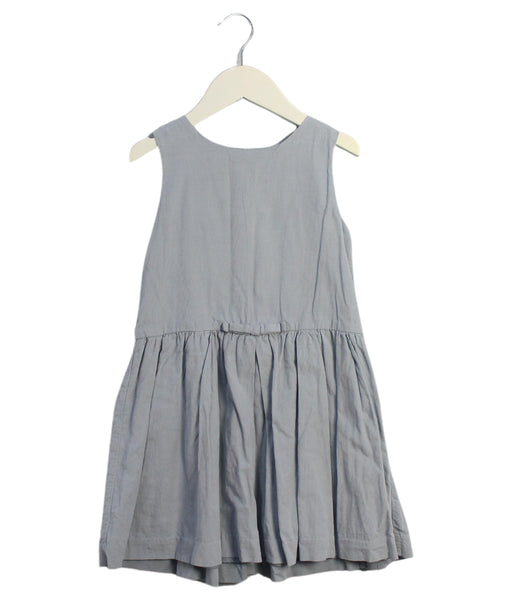 A Blue Sleeveless Dresses from Jacadi in size 6T for girl. (Front View)