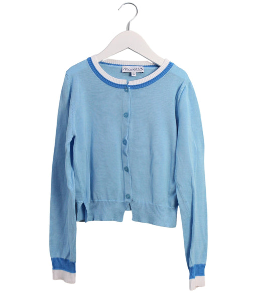 A Blue Cardigans from Simonetta in size 8Y for girl. (Front View)