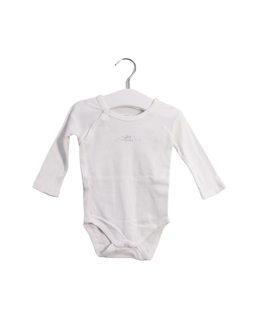 A White Long Sleeve Bodysuits from Petit Bateau in size 3-6M for girl. (Front View)