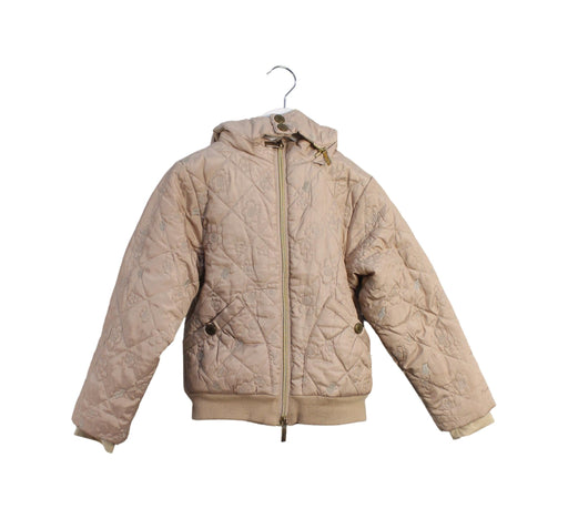 A Beige Puffer/Quilted Jackets from Chickeeduck in size 4T for girl. (Front View)