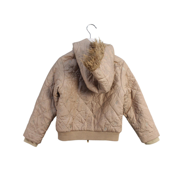 A Beige Puffer/Quilted Jackets from Chickeeduck in size 4T for girl. (Back View)