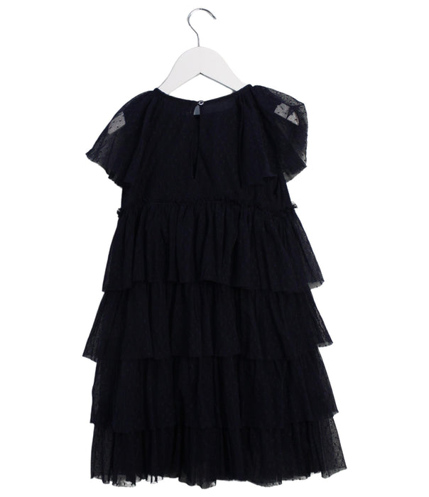 A Navy Short Sleeve Dresses from Velveteen in size 4T for girl. (Back View)