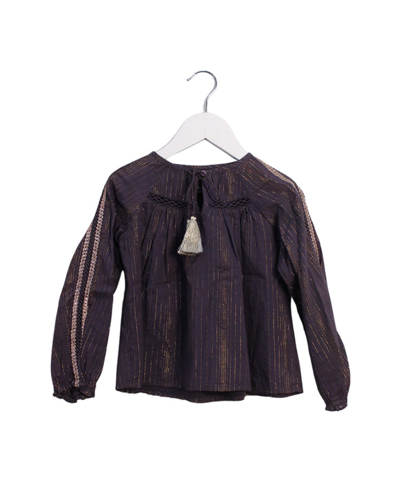 A Purple Long Sleeve Tops from Velveteen in size 4T for girl. (Front View)
