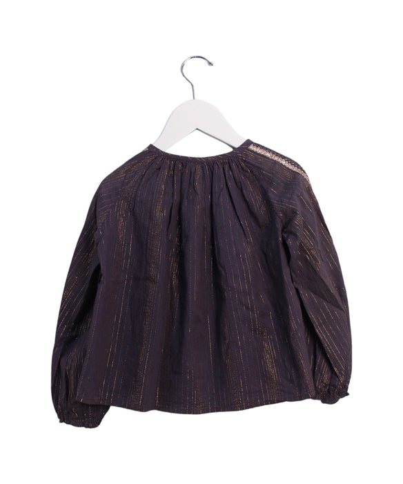 A Purple Long Sleeve Tops from Velveteen in size 4T for girl. (Back View)