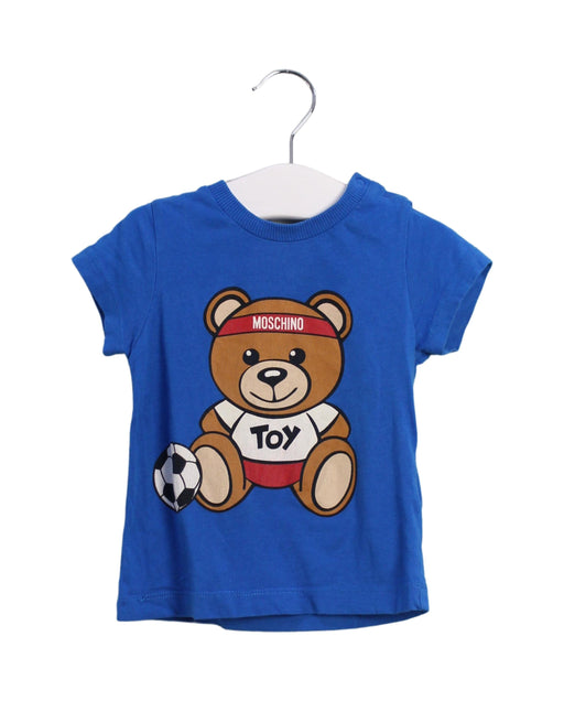 A Blue Short Sleeve T Shirts from Moschino in size 12-18M for boy. (Front View)